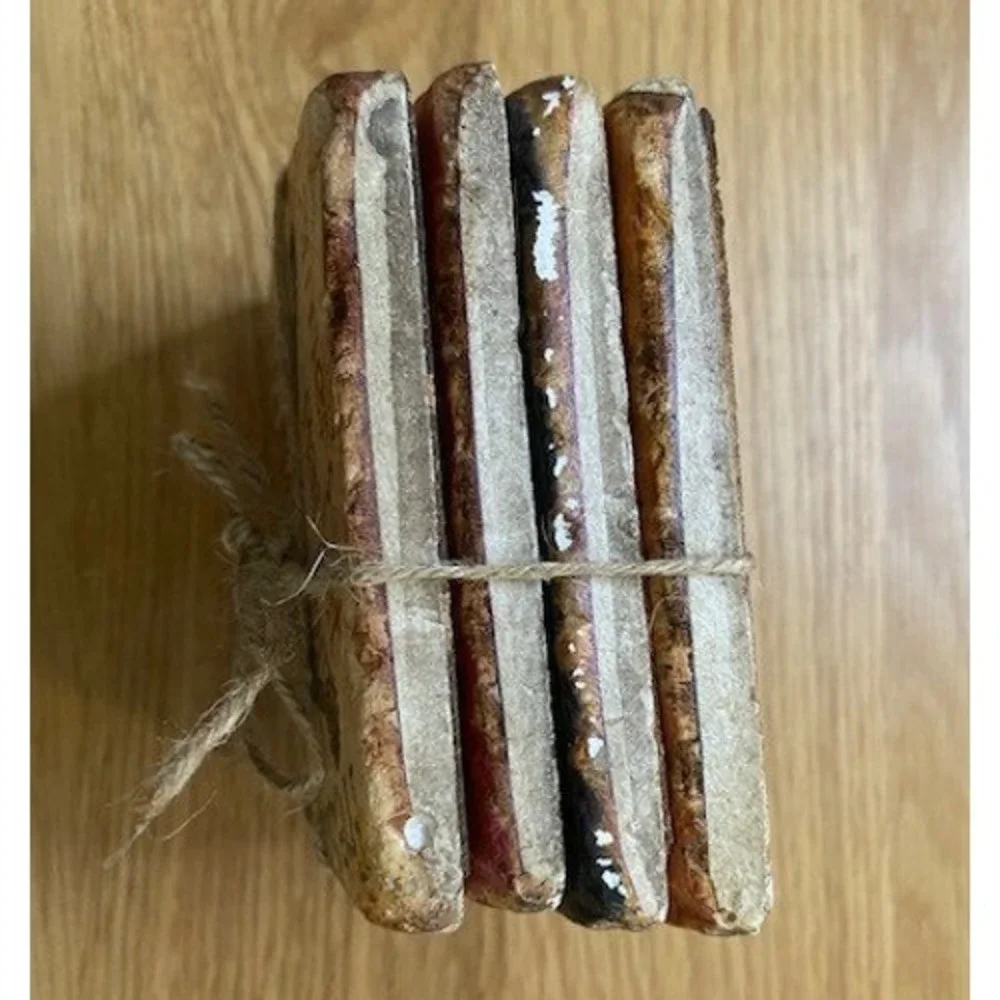 Unbranded Tumbled Stone Coaster Set of 4 Multicolor Good Farmhouse Vintage Style